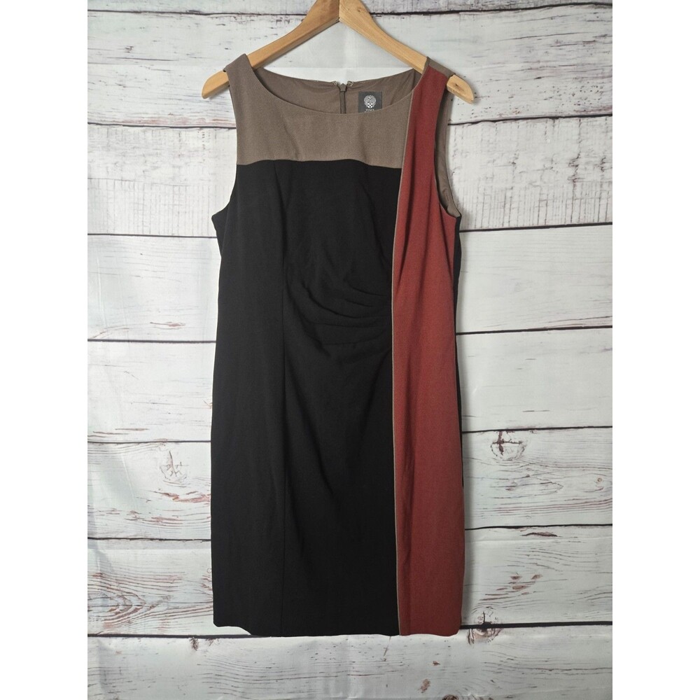 Vince Camuto Womens Dress Size  Colorblock Black Red Sheath Dress Sleeveless